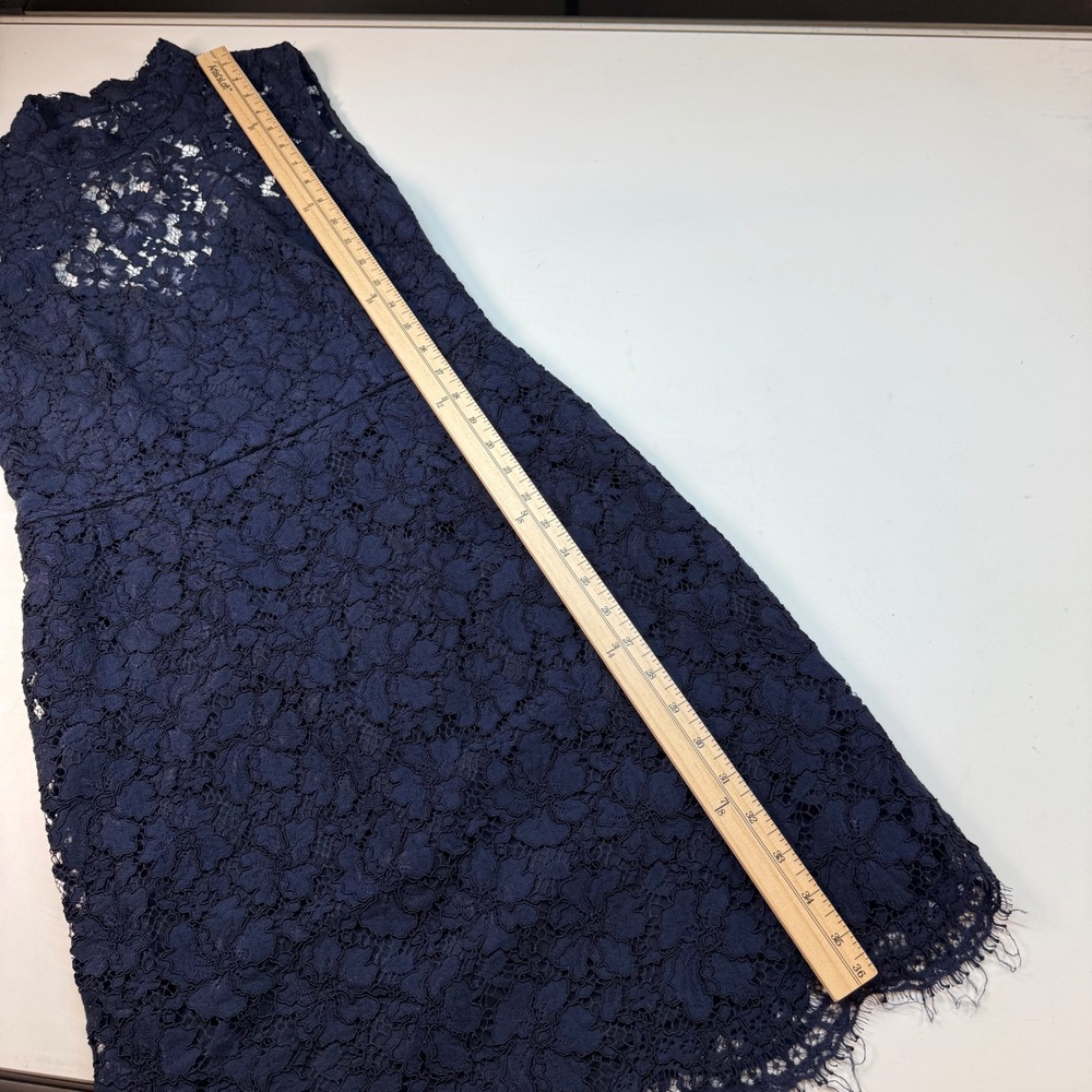 Sandro Paris Navy Lace Sheath Dress Sleeveless Backless‎ See Measurements - Picture 8 of 11